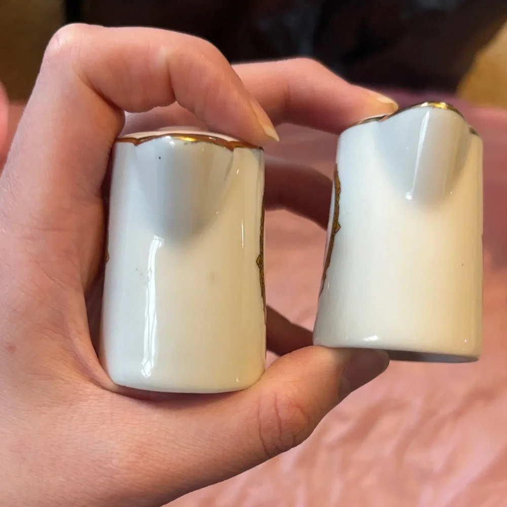 Disneyland Gold-Trim Mini Pitcher Salt and Pepper Shaker Set Vintage